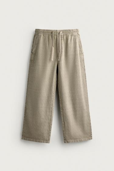 PANTALÓN RELAXED FIT JACQUARD LAVADO - Khaki de Zara
