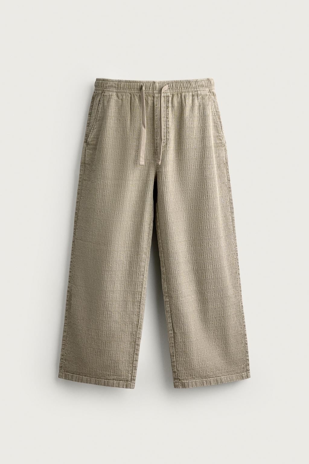 WASHED JACQUARD RELAXED FIT TROUSERS