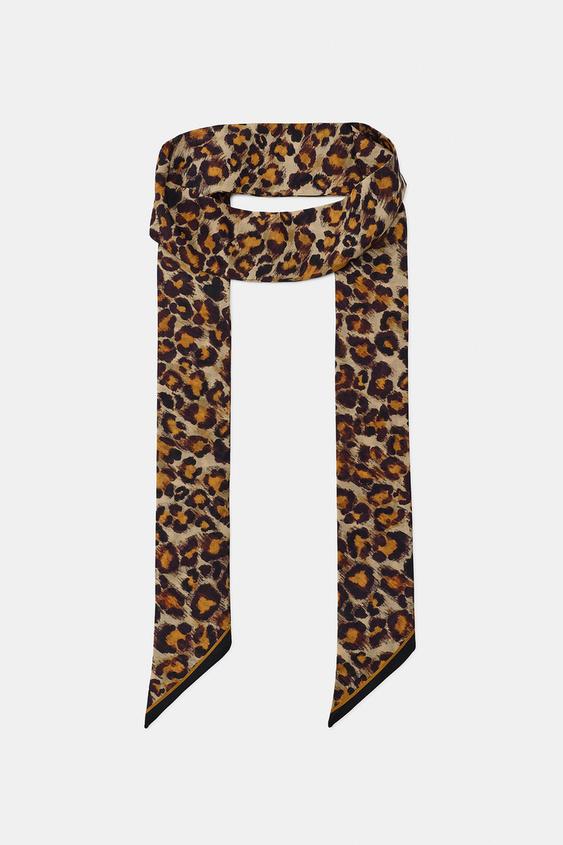LAZO CON SEDA ESTAMPADO - Leopardo de Zara - Imagen 0