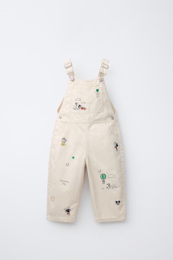 MICKEY MOUSE © DISNEY EMBROIDERED TWILL DUNGAREES - Ecru de Zara - Imagen 0