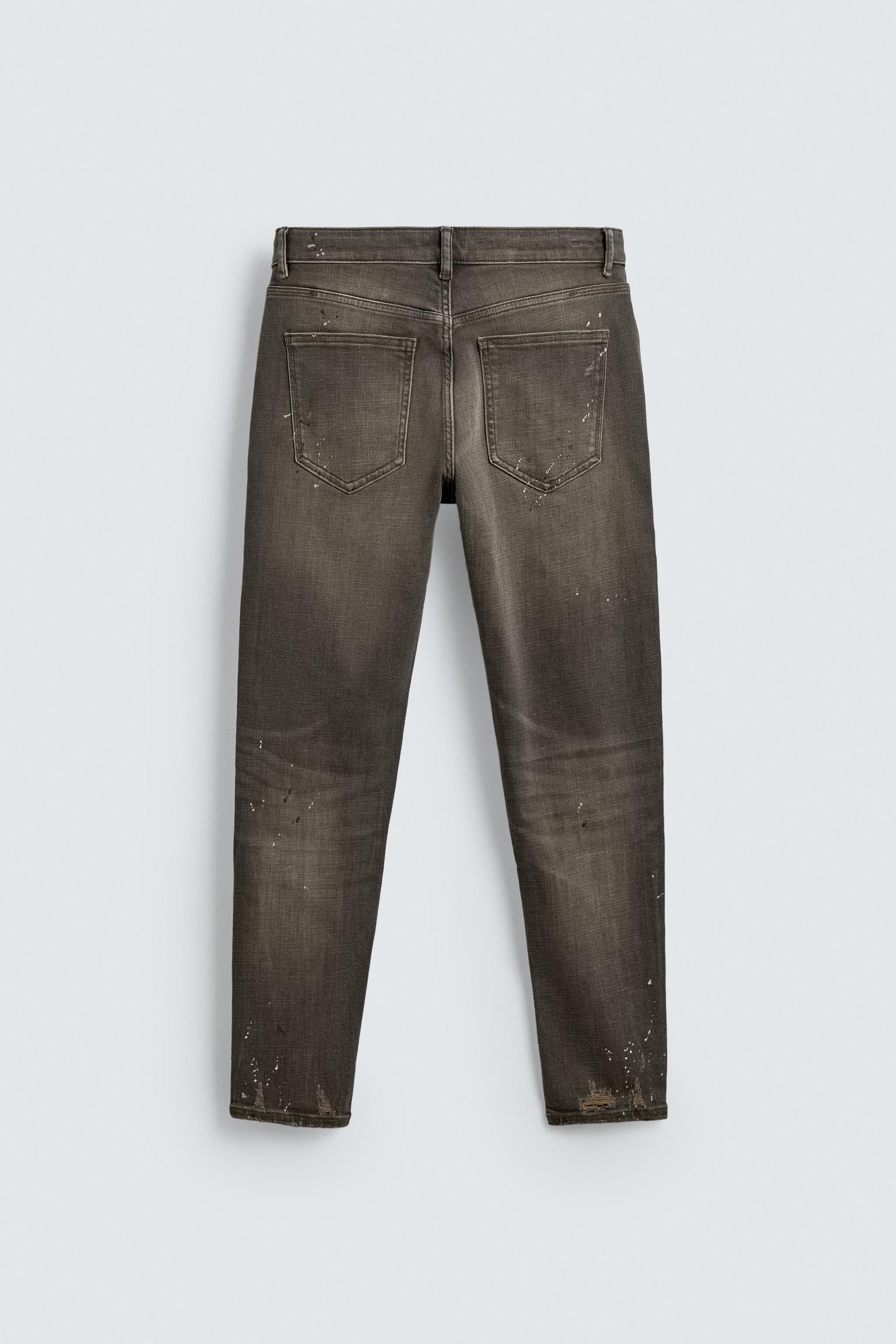 RIPPED SKINNY FIT JEANS — charcoal grey