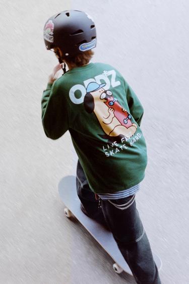 T-SHIRT MET SKATEPRINT - Groen van Zara