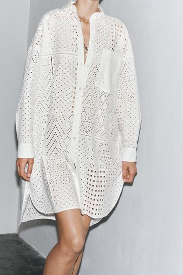ZW COLLECTION DRESS WITH CUTWORK EMBROIDERY - White by Zara - Image 3
