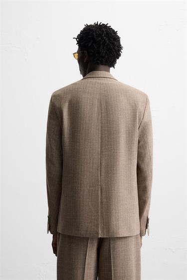 BLAZER COSTUME STRUCTURÉ RAYURES - marron-vison de Zara - Image 2