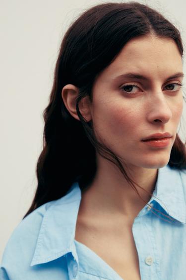 Zara SHIRT DRESS WITH PLEATS - Aquamarine