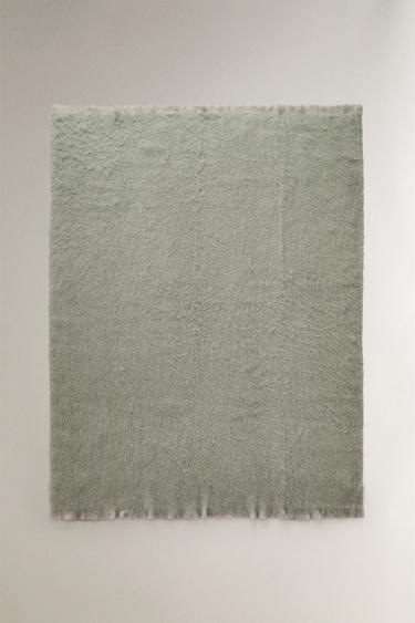CARDED WOOL THROW - Mid-blue by Zara - Image 0