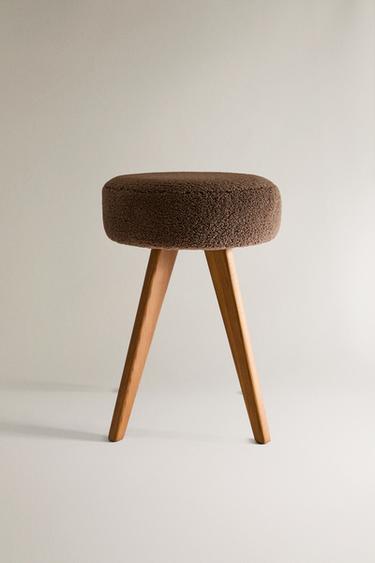 FAUX SHEARLING STOOL - Brown by Zara - Image 0