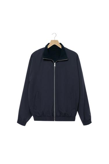 DWUSTRONNA KURTKA BOMBERKA Z WEŁNY I KASZMIRU - Ciemnogranatowy Zara