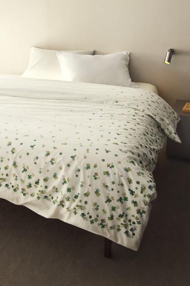 CLOVER COTTON DUVET COVER - Oyster-white by Zara
