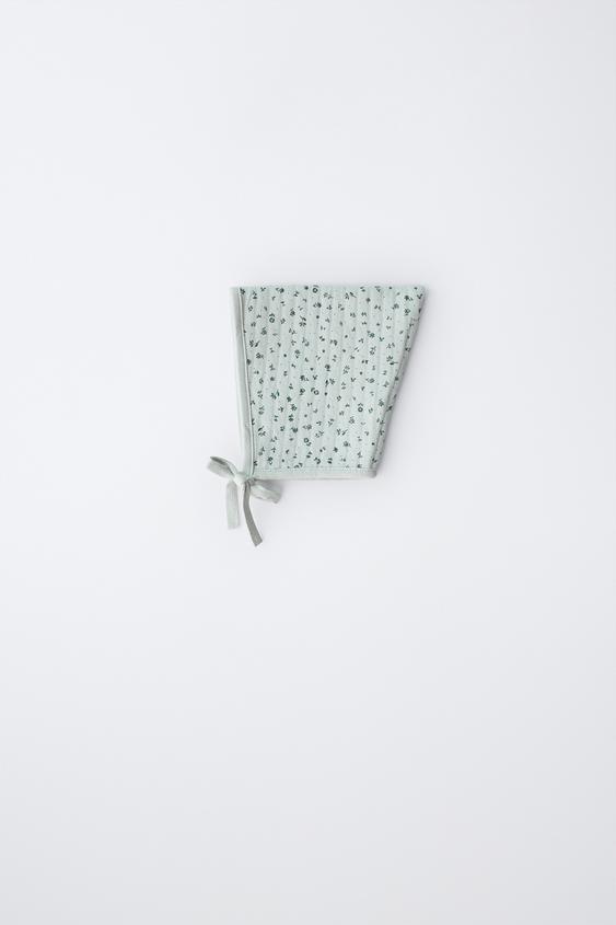 PADDED FLORAL BONNET - Greenish by Zara - Image 0