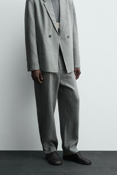 PANTALON DE COSTUME 100 % LIN - vert délavé de Zara