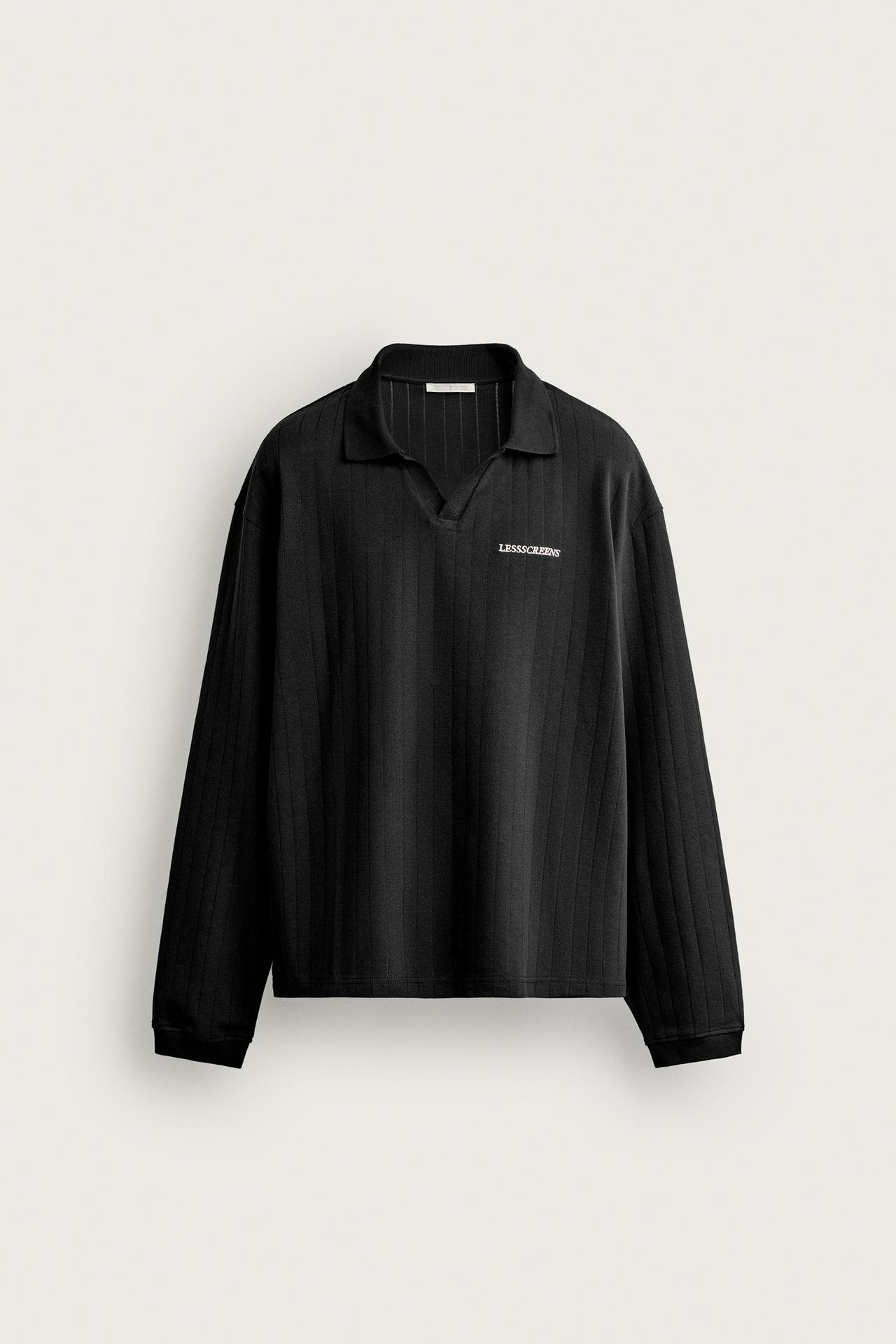 EMBROIDERED TEXT JACQUARD POLO — Dark anthracite