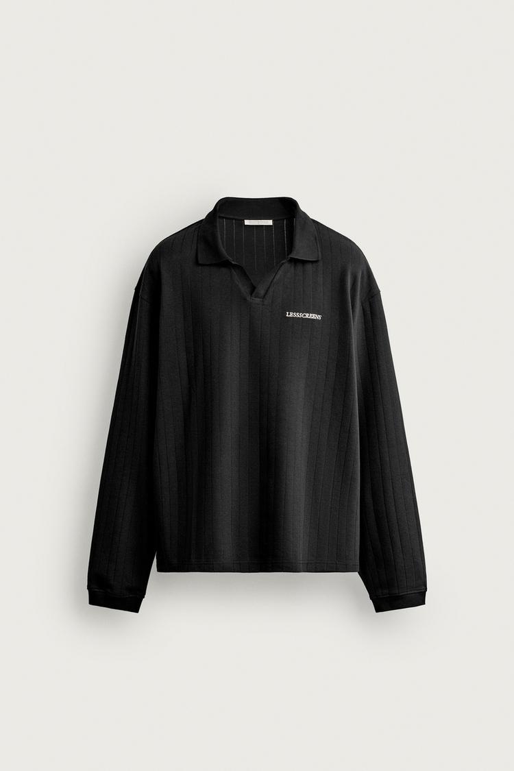 JACQUARD EMBROIDERED TEXT POLO SHIRT