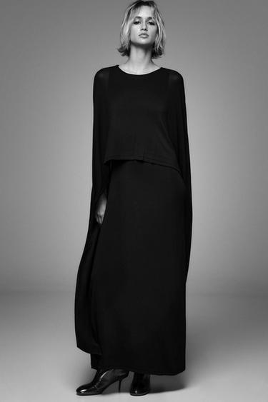 ДЛИННОЕ ТРИКОТАЖНОЕ ПЛАТЬЕ-НАКИДКА — ЧЕРНЫЙ от Zara — изображение 0