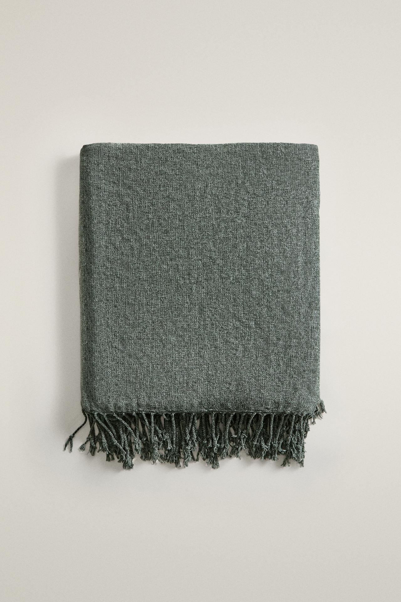 CHENILLE BLANKET — Blue gray