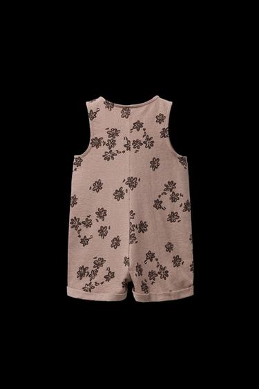 KURZER OVERALL MIT BLUMENMUSTER - Braun von Zara