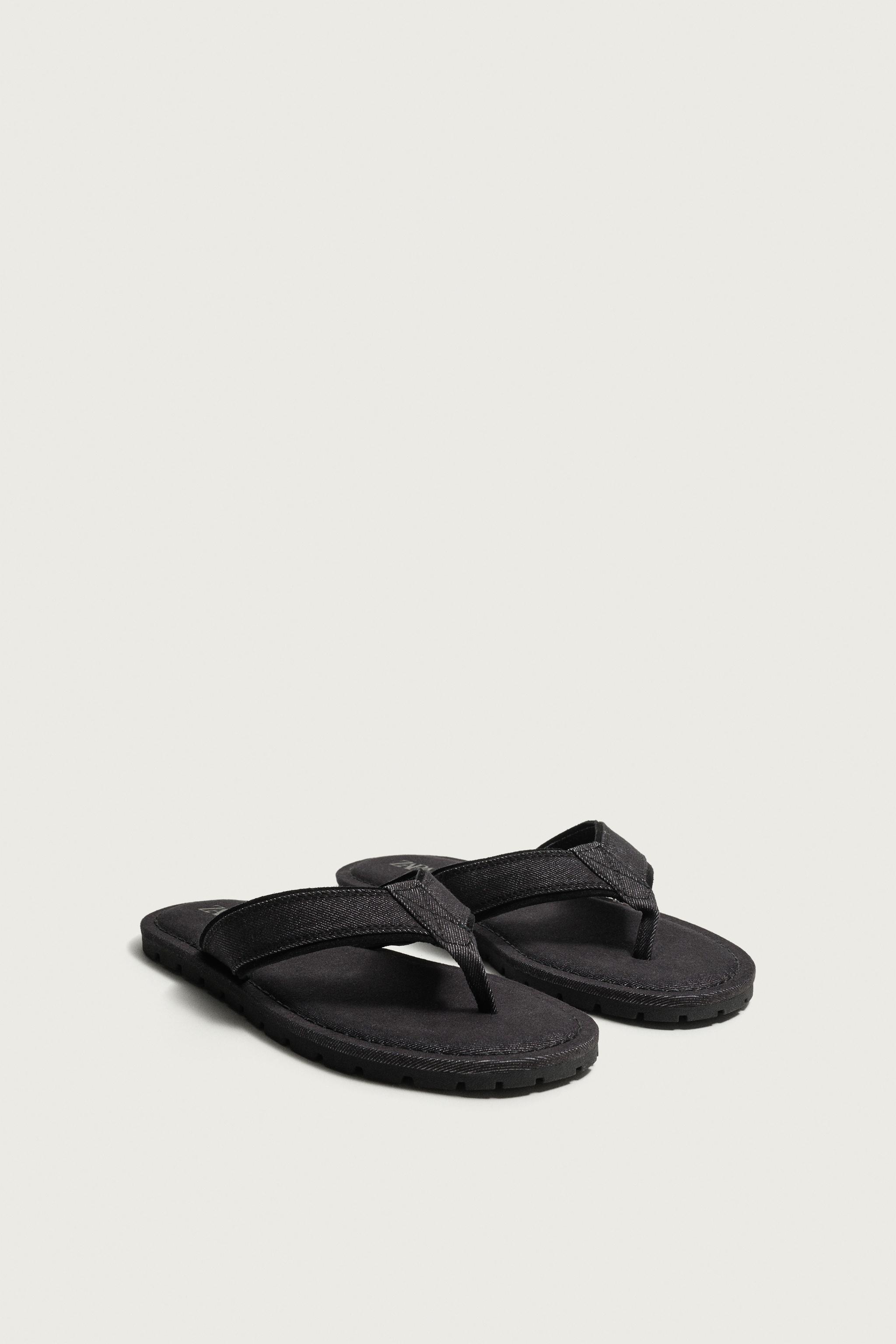 FABRIC STRAP SANDALS — Black
