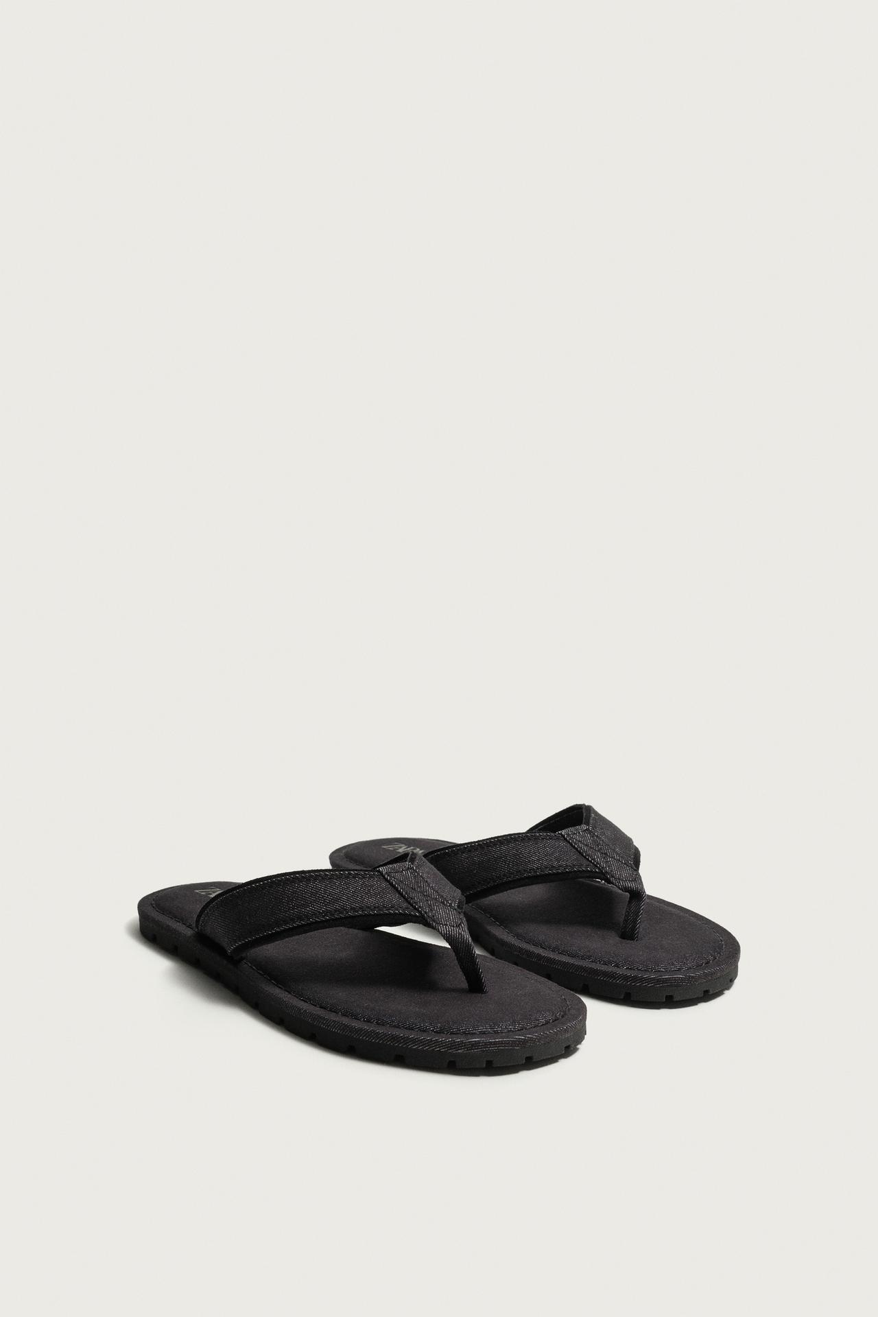 FABRIC STRAP SANDALS — Black