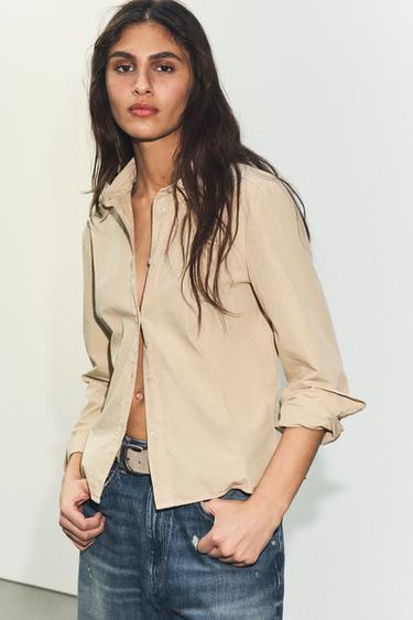 WASHED POPLIN SHIRT - Beige by Zara