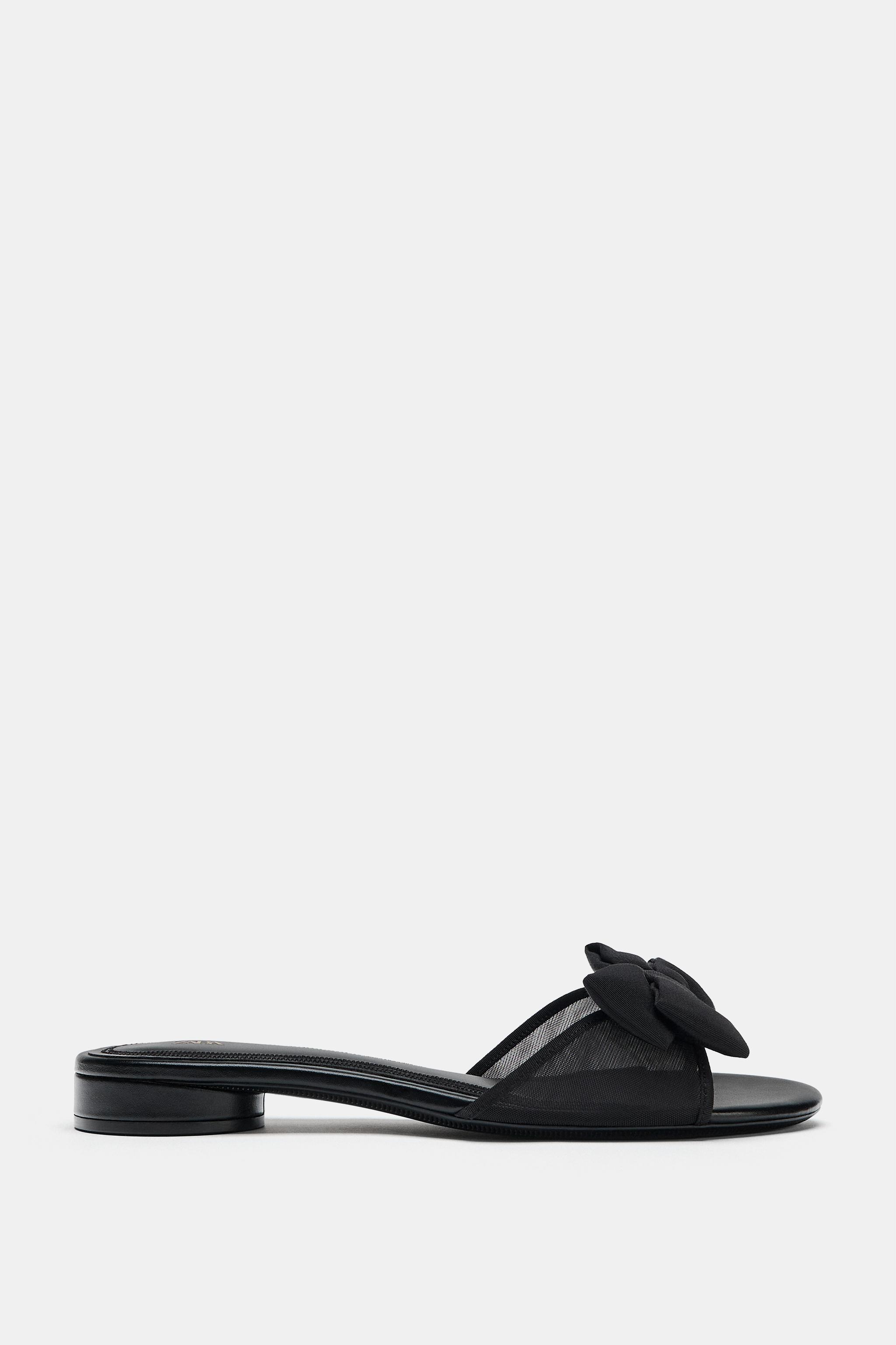 MESH BOW FLAT SANDALS