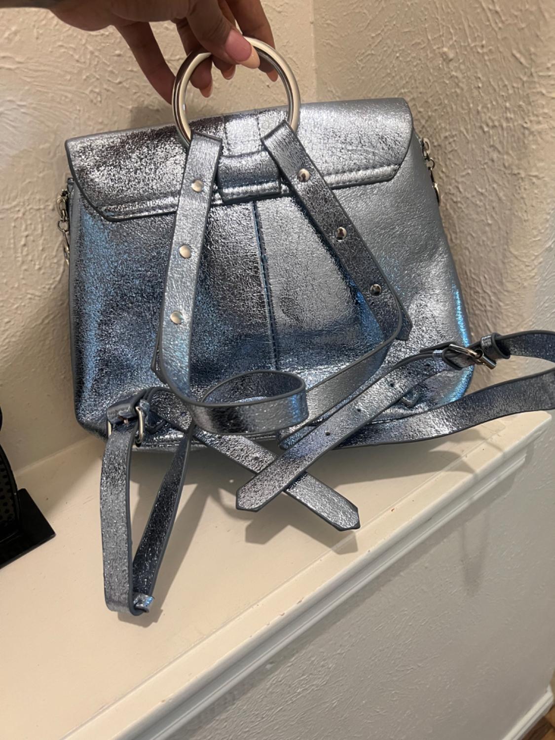 BABY BLUE SHINY METALLIC BACKPACK - Image 4
