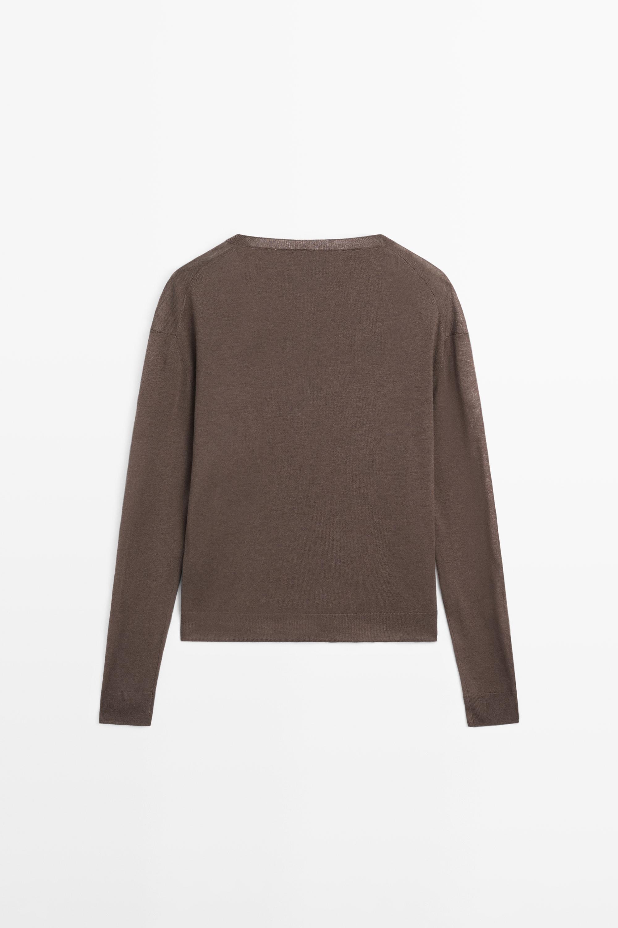 Silk and wool blend knit sweater