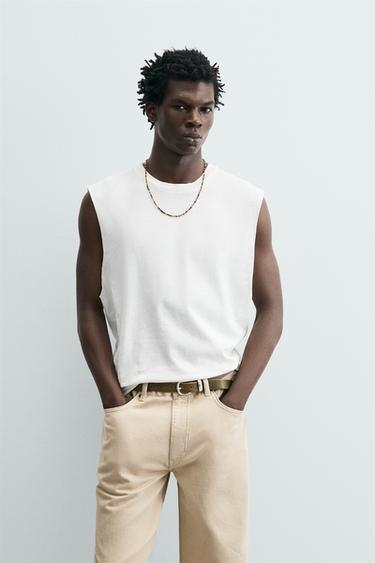 تيشرت TANK LIGHTWEIGHT RELAXED FIT - أبيض الخاص بـ Zara
