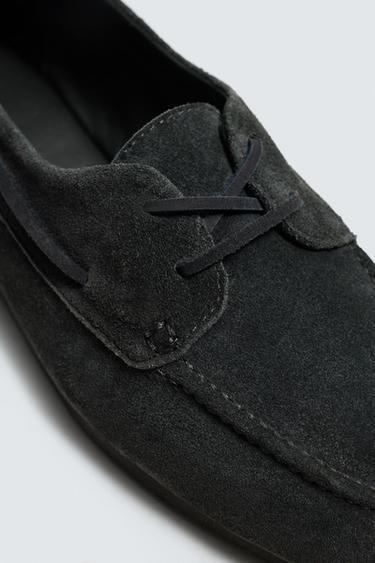 CHAUSSURES BATEAU EN CUIR AVEC SEMELLE VIBRAM® AARON LEVINE X ZARA - Gris de Zara - Image 5
