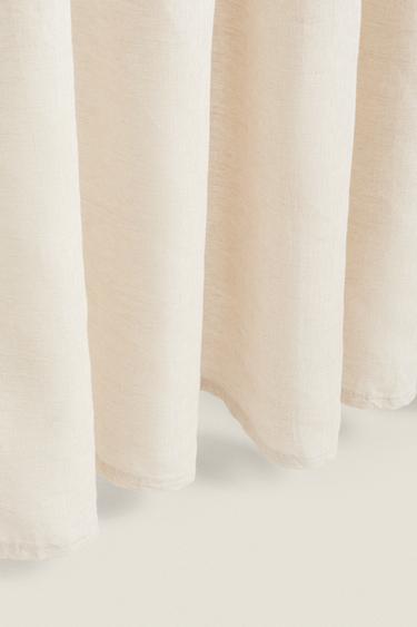 DOUBLE WIDTH LINEN CURTAIN WITH MEDIUM OPACITY - Light beige by Zara - Image 3