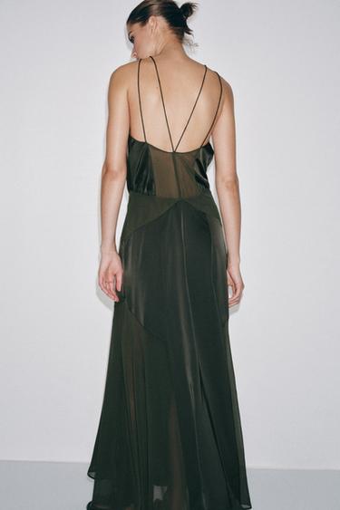 VESTIDO LARGO HALTER - Khaki de Zara