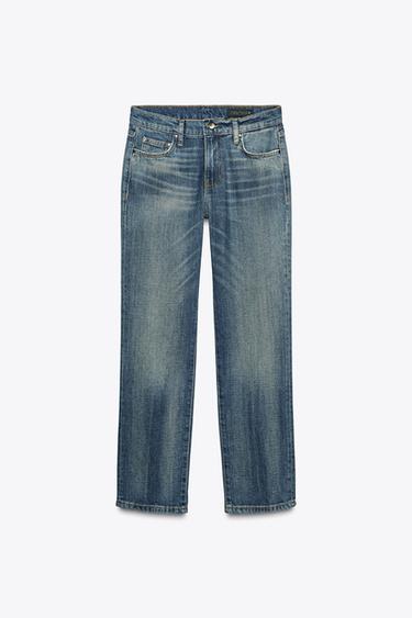 ZW COLLECTION STRAIGHT LOW-RISE CROPPED JEANS - Faded blue by Zara