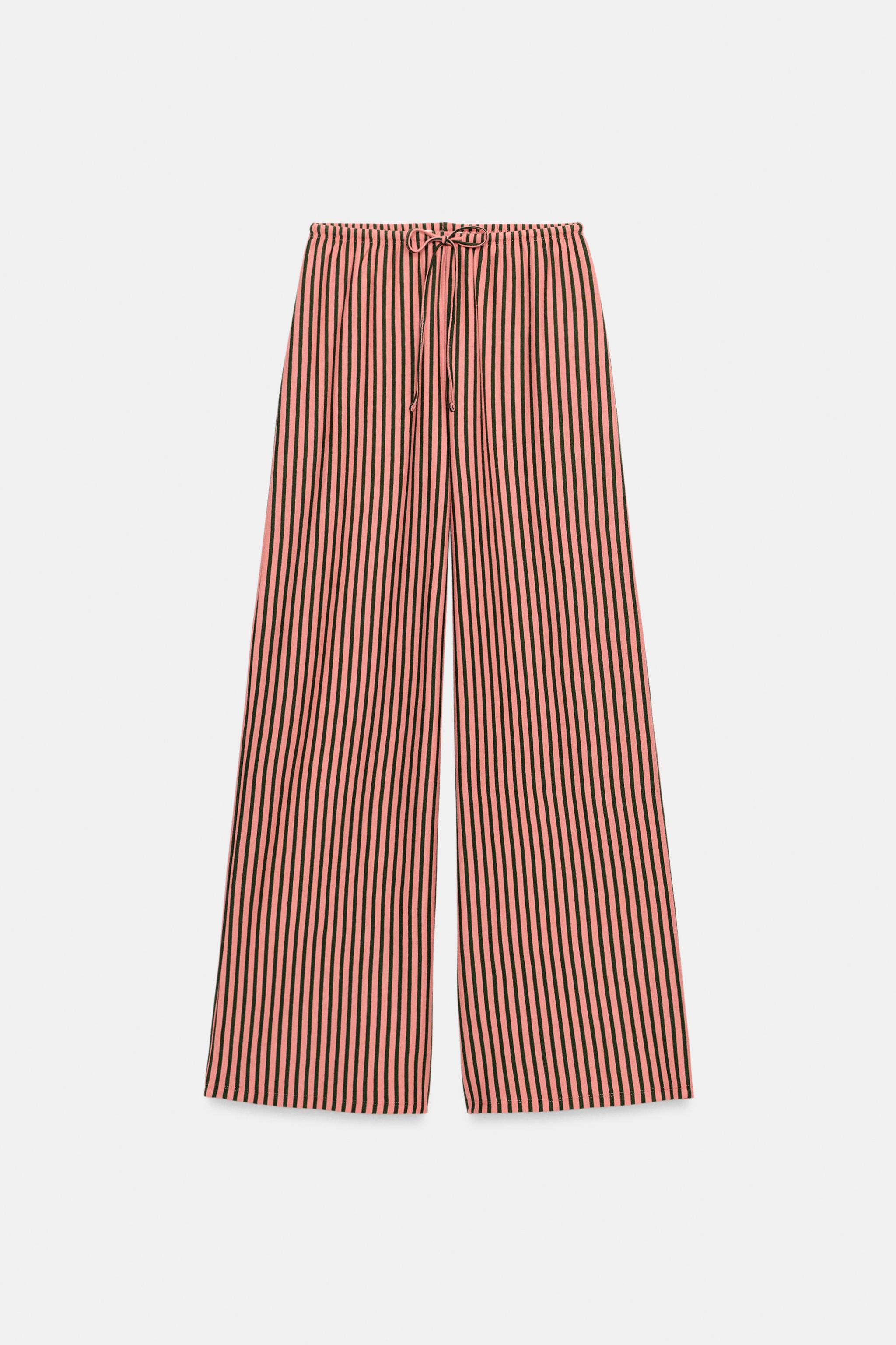 STRIPED LINEN BLEND PANTS