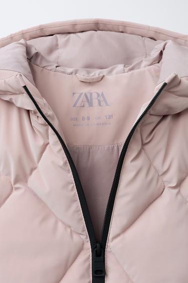 MANTEAU LONG REMBOURRÉ EFFET GOMME - Rose pâle de Zara - Image 6