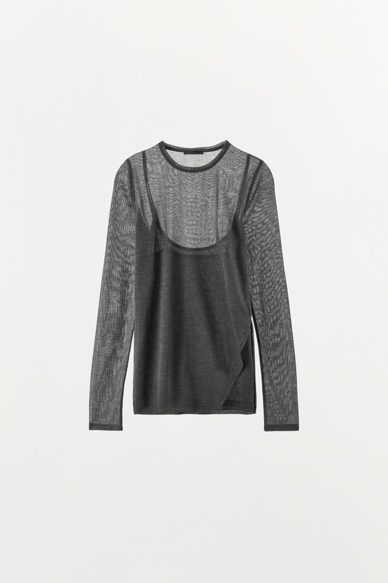 LAYERED T-SHIRT - Grey marl by Zara - Image 0