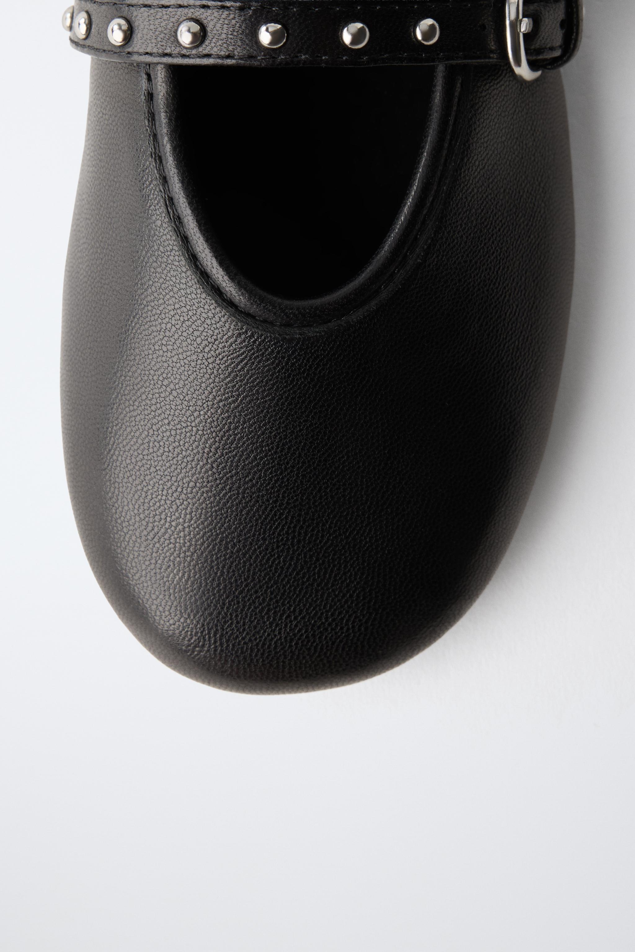 LEATHER DOUBLE-BUCKLE BALLET FLATS