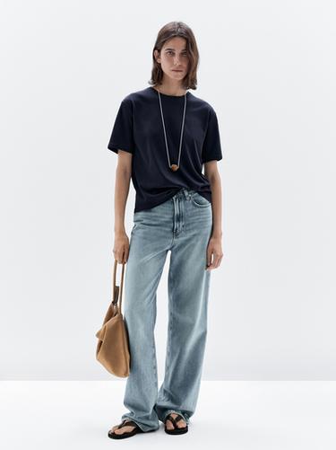 Zara Short-sleeve T-shirt with back seam detail - Navy blue - Image 0