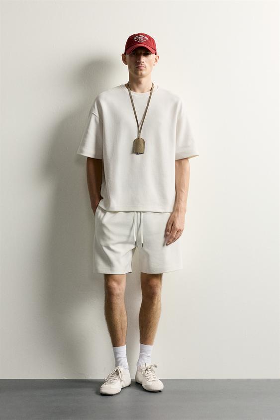 BERMUDA JOGGER RELAXED FIT INTERLOCK - Blanco roto de Zara - Imagen 0