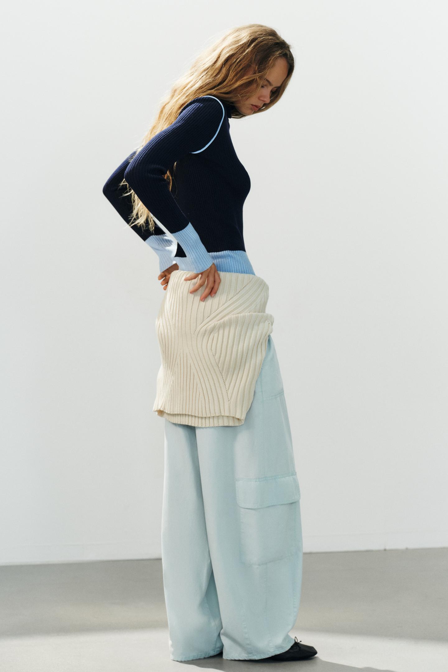Женский свитер Zara Ribbed Knit, цвет: Тёмно-синий — фото 3