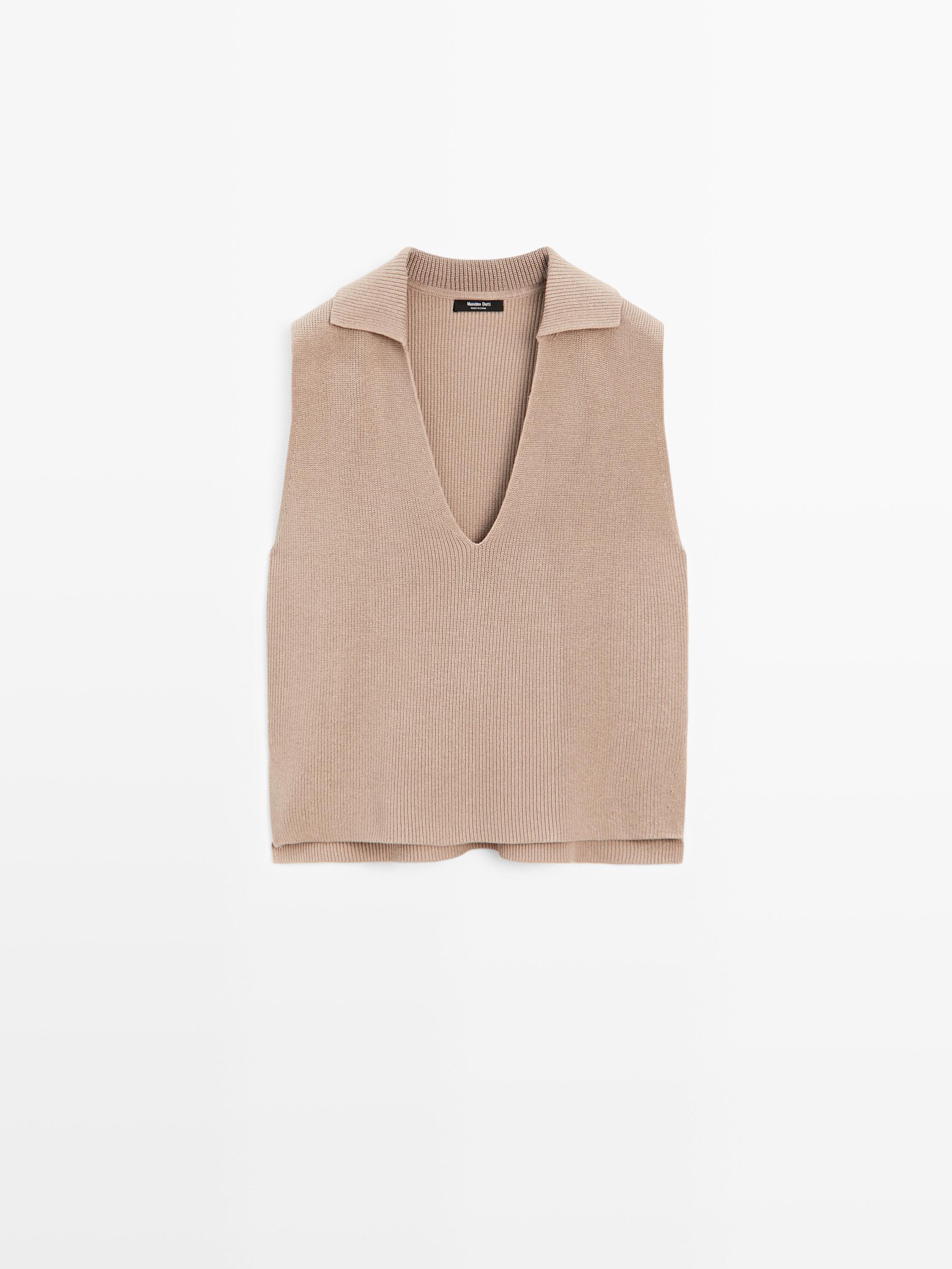 V-neck knit top