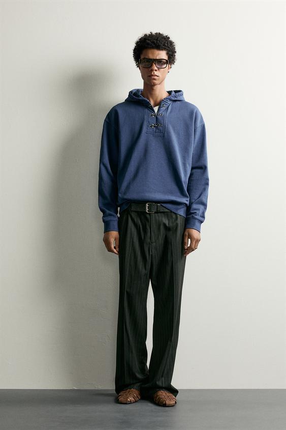 RELAXED FIT FROG FASTENING HOODIE - Faded blue by Zara - Image 0