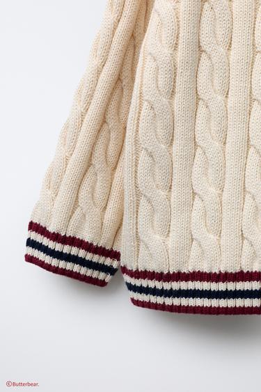 BUTTERBEAR © EMBROIDERED CABLE-KNIT CARDIGAN - Ecru by Zara - Image 3