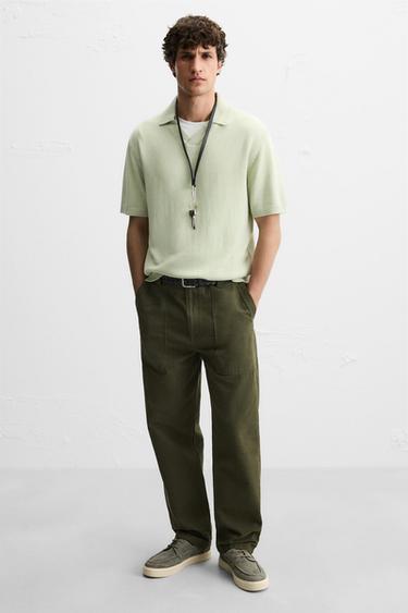 SAPATO NÁUTICO CASUAL DE COURO - Verde-caqui da Zara - Imagem 0