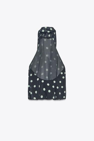 POLKA DOT HALTER TOP - Dark navy by Zara - Image 3