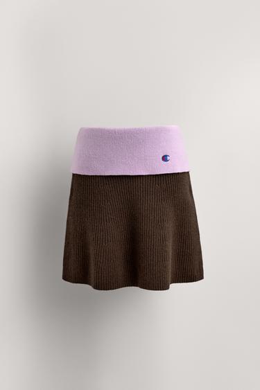 تنورة محاكة CHAMPION ® X ZARA - بني شيكولاته الخاص بـ Zara