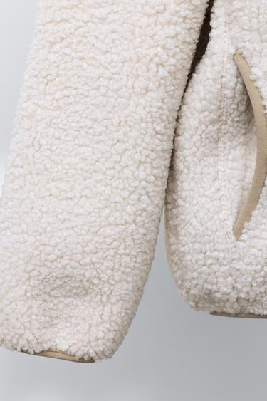 FAUX SHEARLING JACKET WITH HOOD - Ecru by Zara - Image 5