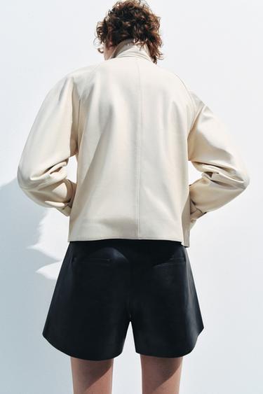 BLOUSON CUIR ZW COLLECTION ÉDITION LIMITÉE - Écru de Zara - Image 2