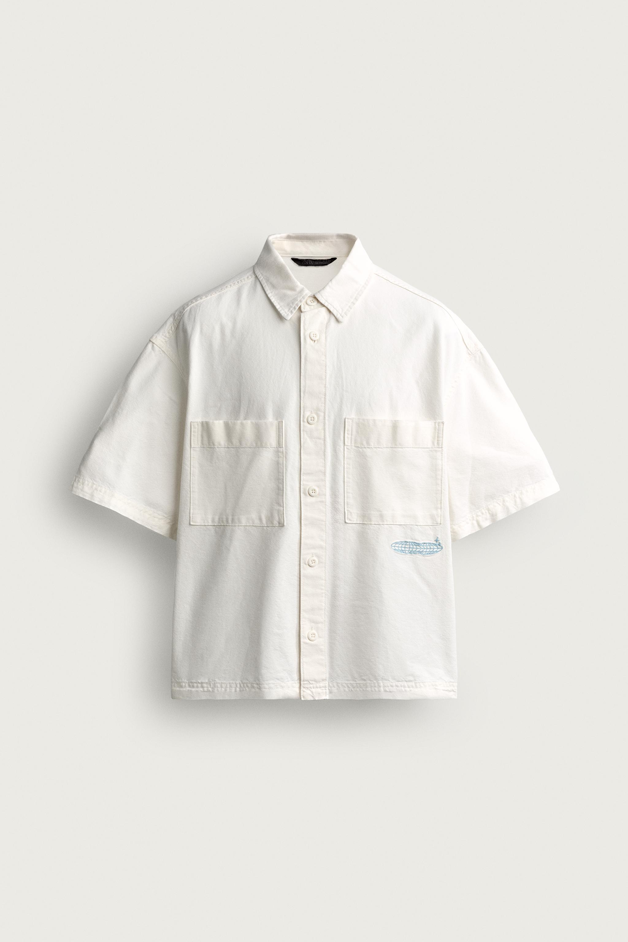 CONTRAST TEXT RELAXED FIT SHIRT — White