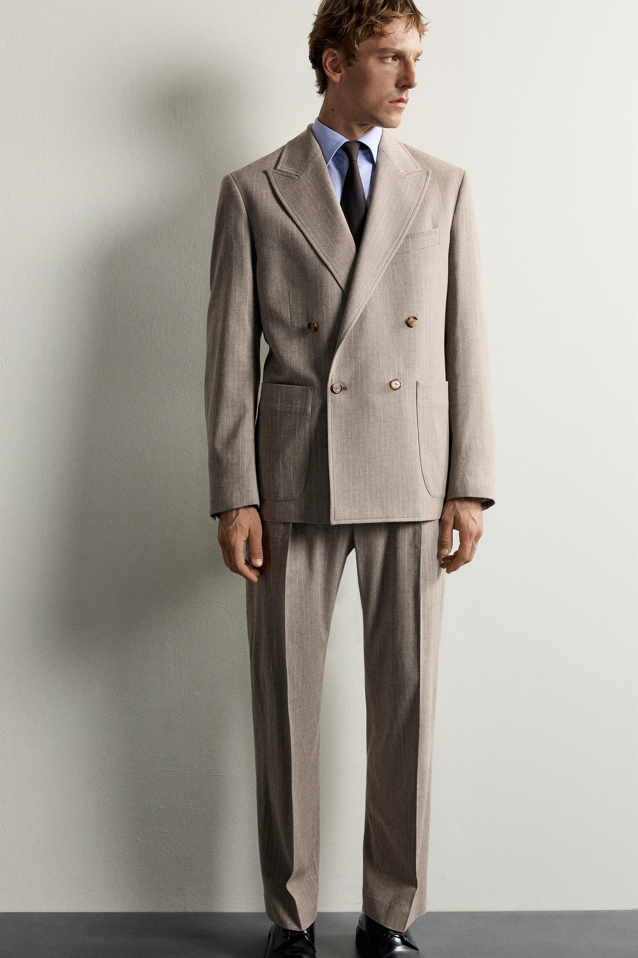 Мужские брюки Zara REGULAR FIT PINSTRIPE SUIT TROUSERS — фото 5
