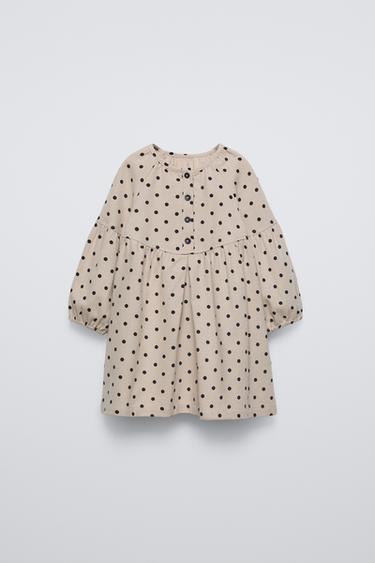 POLKA DOT DRESS - Beige by Zara