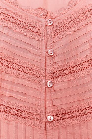ROMANTIC LACE TRIM BLOUSE - Pink by Zara - Image 6